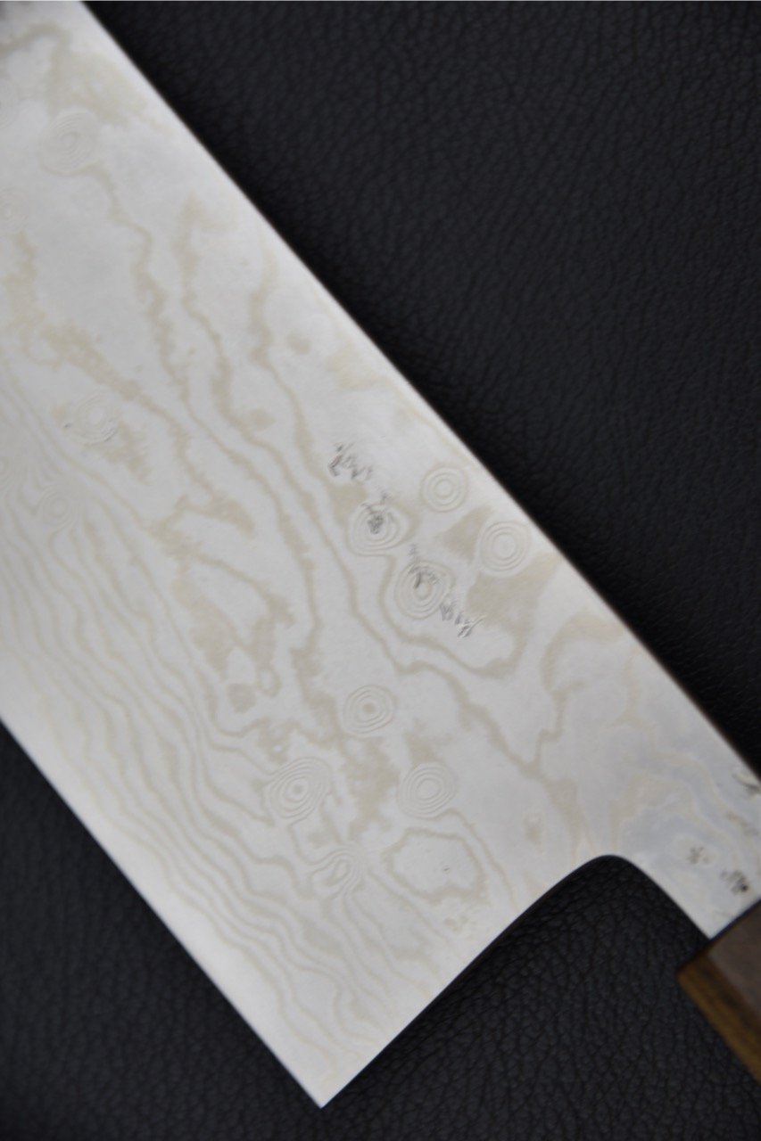 Couteau japonais Tsubaki Miyazaki Kajiya et manche en bois de Bubinga