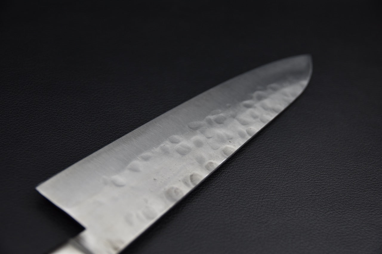 Gyuto Shirogami #1 — tranchant et pointe, vue de côté, couteau japonais