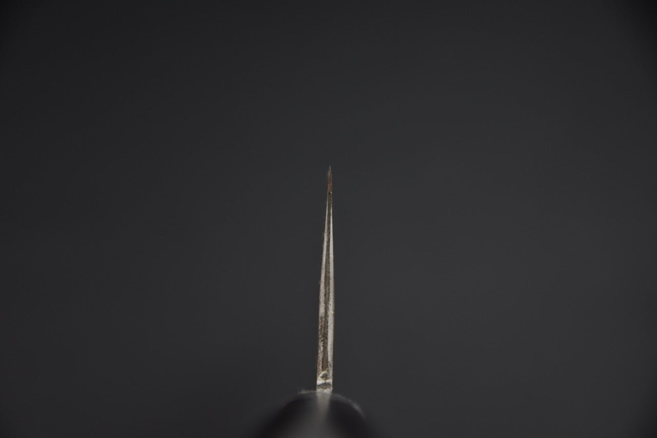 Couteau japonais gyuto 210 mm — vue du dos de lame, finition tsuchime