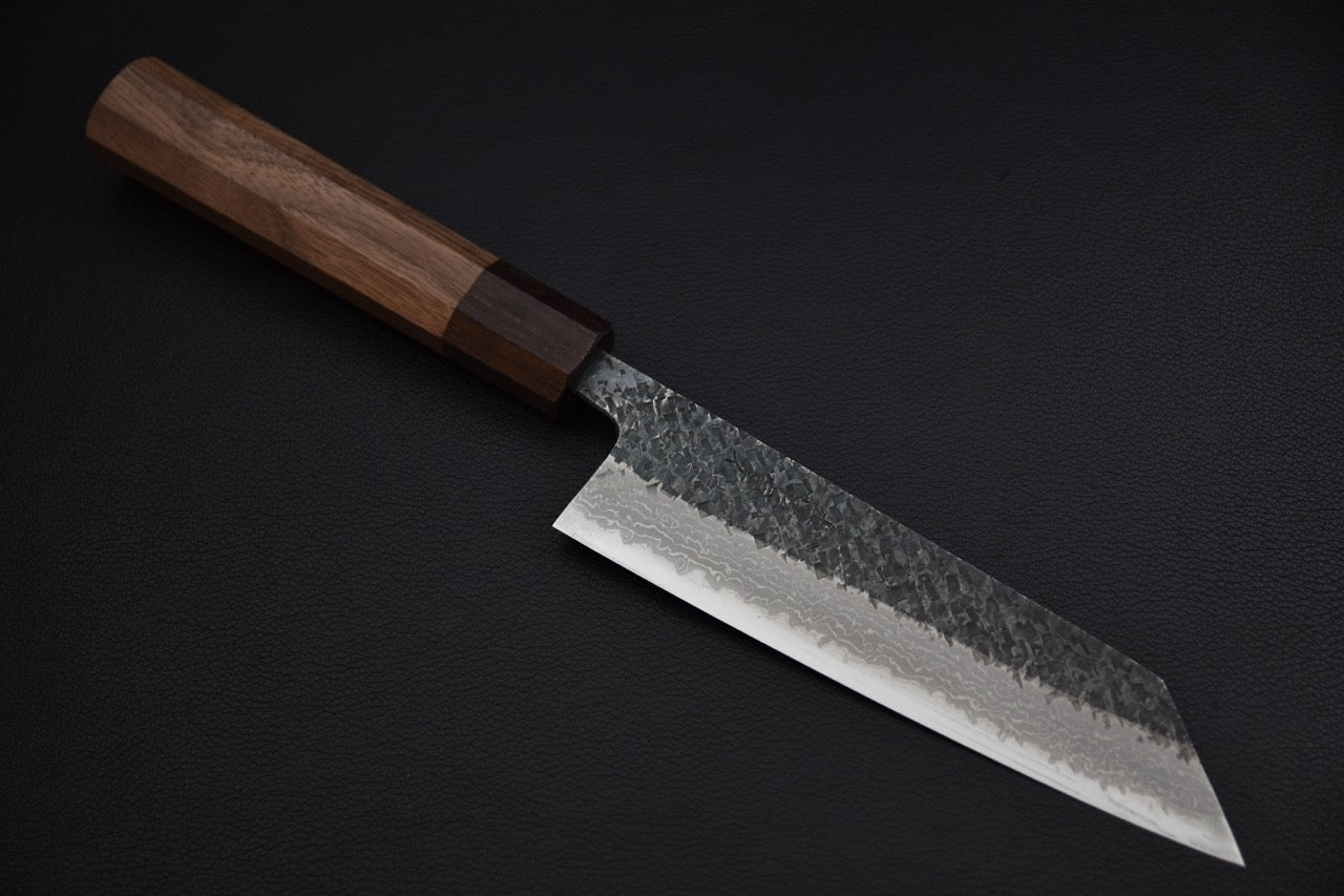 Couteau japonais bunka 165 mm Aogami #2 finition tsuchime — vue complète profil droit