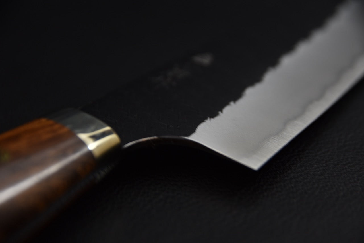 Nigara kiritsuke 210 mm couteau japonais — jonction lame et manche, détail