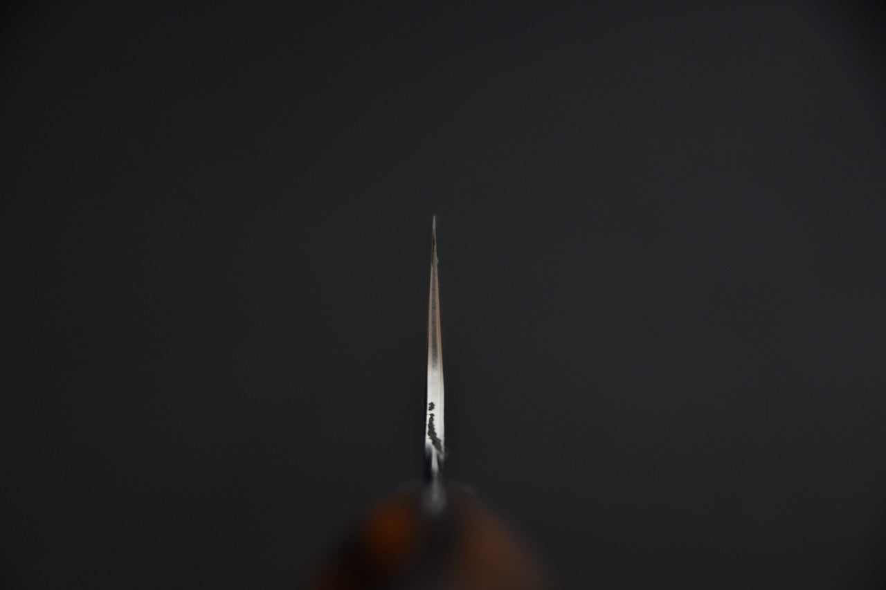 Nigara kiritsuke 210 mm couteau japonais — vue du dos de lame, finition kurouchi