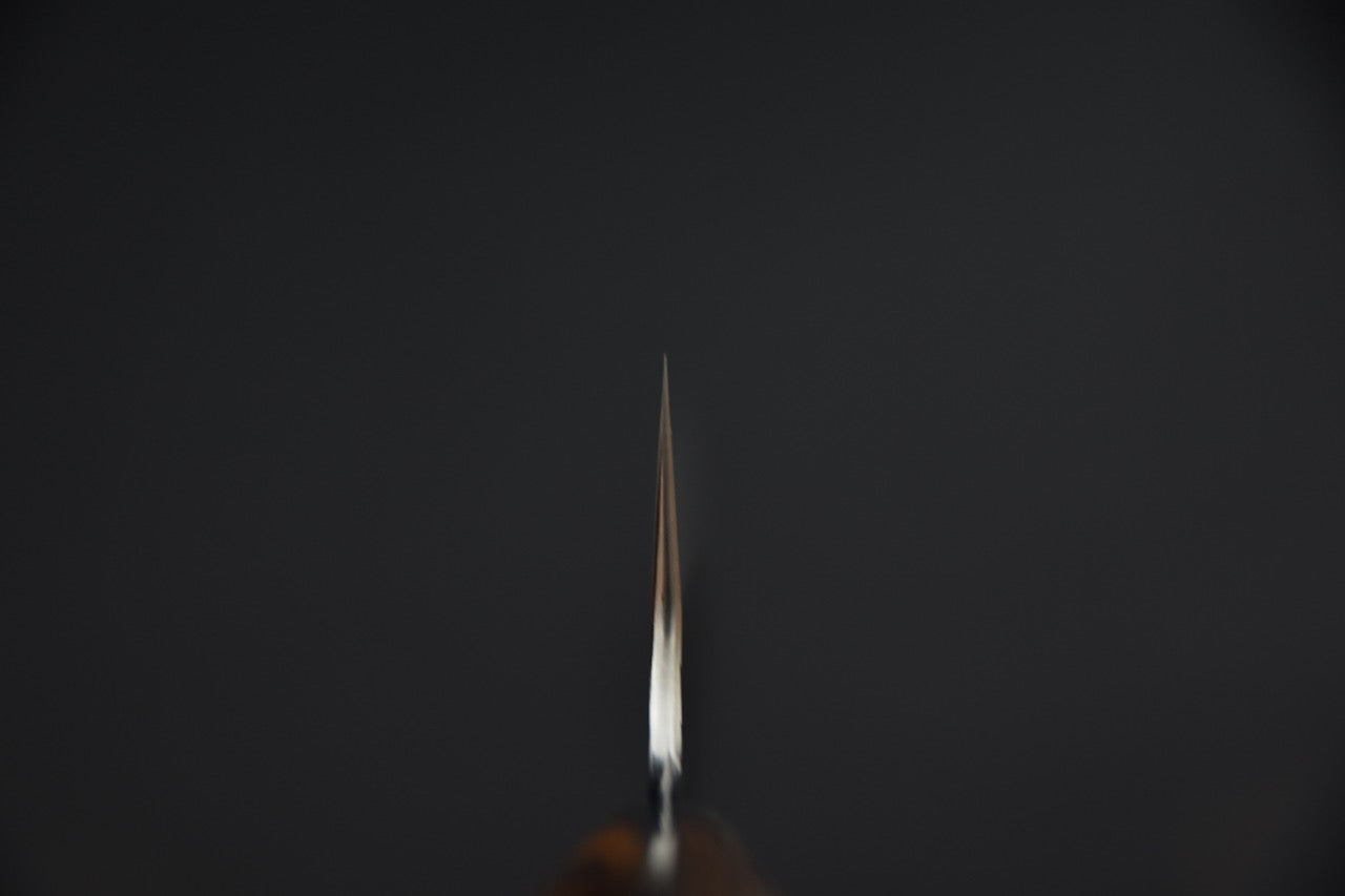 Santoku SG2 tsuchime kurouchi — vue d'ensemble, couteau japonais posé à plat