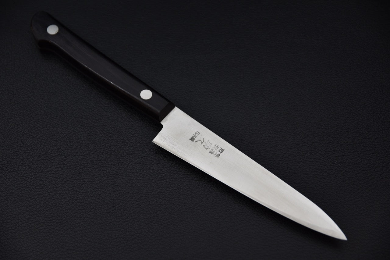 Couteau japonais petty 120 mm manche Pakka — vue complète profil gauche