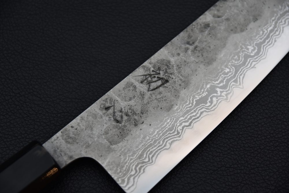 Hatsukokoro Aogami Super Damascus Kurouchi Bunka 170mm Noyer