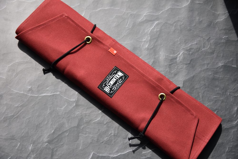 HI-CONDITION Hanpu Canvas 9 Pockets Knife Roll Rouge Brique