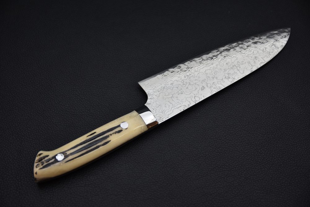Takeshi Saji R2 Damascus Santoku 180mm Corne De Cerf