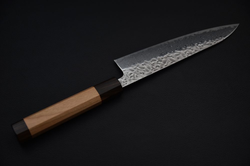 Hitohira Futana Stainless Tsuchime Damascus Gyuto 180mm Cerisier