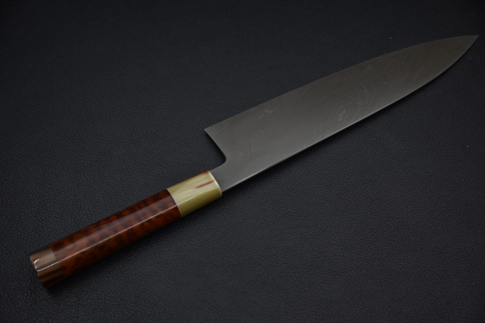 Shoichi Hashimoto Black Damascus Coreless Gyuto 240mm Snakewood