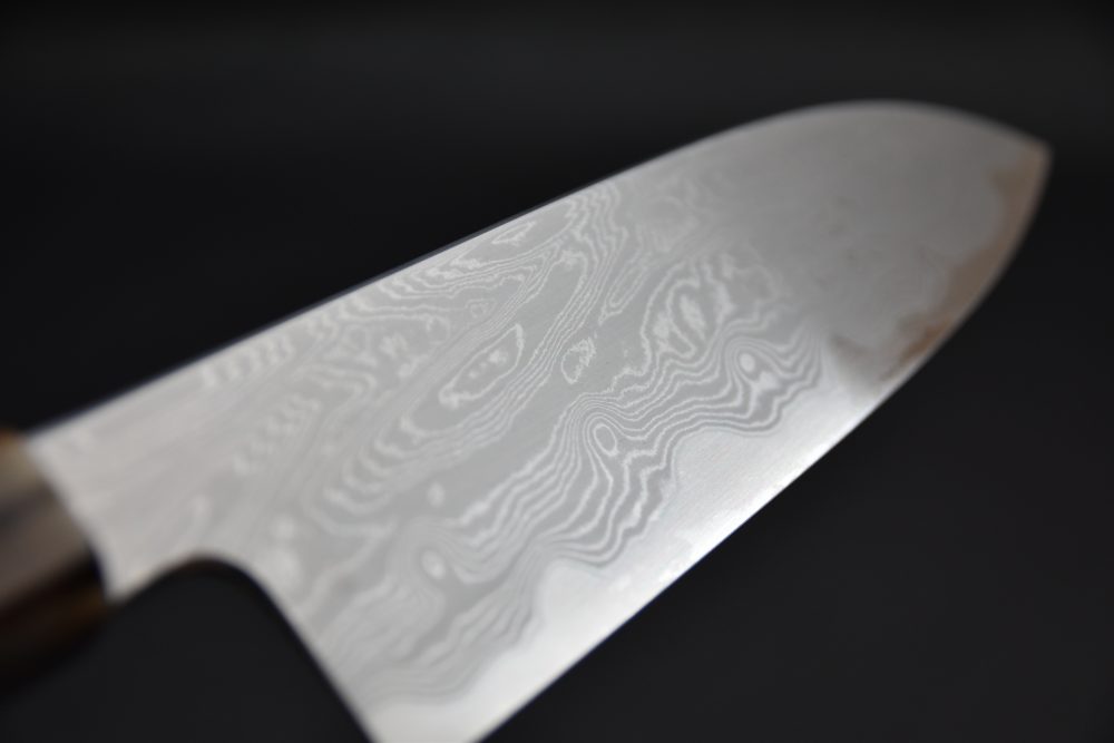 Nakagawa Uchihamono Aogami #1 Suminagashi Santoku 180mm Ébène
