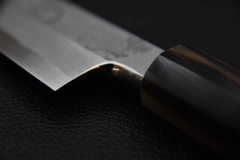 Hitohira Tanaka Manzo Aogami #1 Damascus Left-Handed Kiritsuke Yanagiba 300mm Ebony