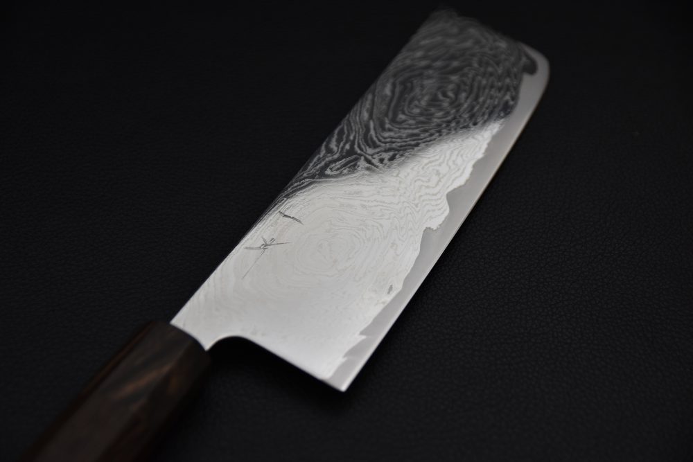 Hitohira Futana Nickel Damascus Nakiri 165mm Tagayasan