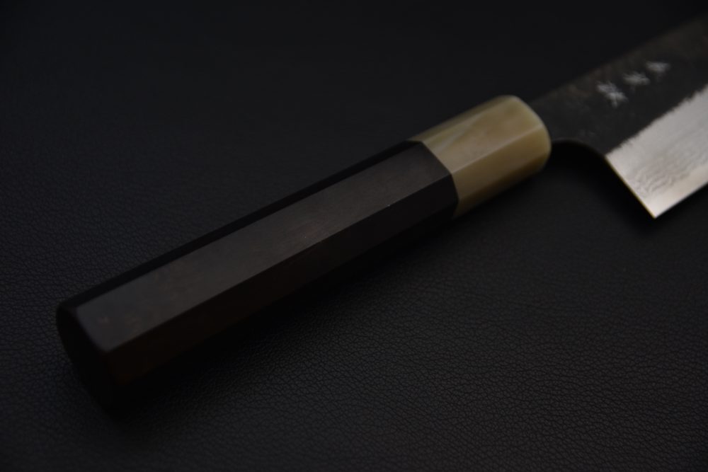 Yoshimi Kato Aogami Super Kurouchi Damascus Santoku 180mm Ébène