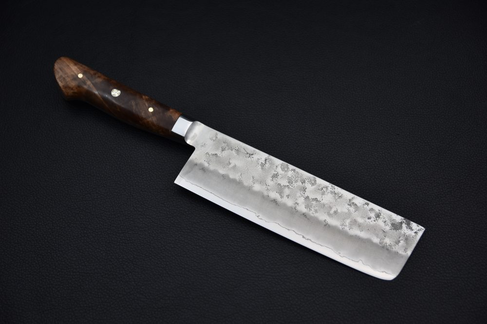 Quebec X Japan Ginsan Nashiji Nakiri 165mm Maple Burl