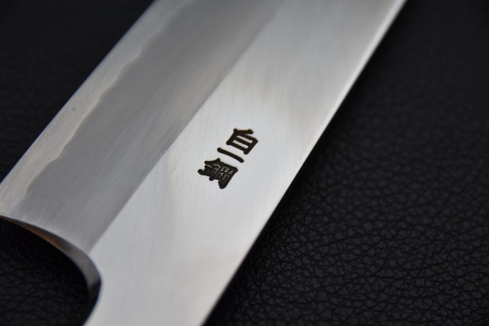 Hitohira Togashi Shirogami #1 Stainless Clad Sujihiki 300mm Ébène de Tahei
