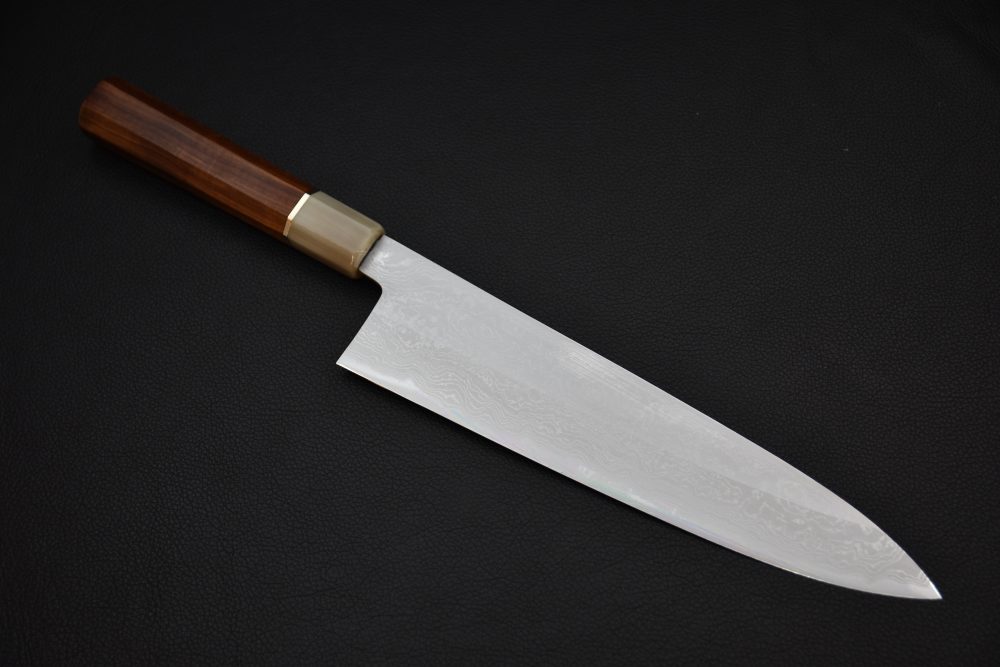 Yoshikazu Tanaka Shirogami #1 Damascus Gyuto 240mm Red Sandalwood
