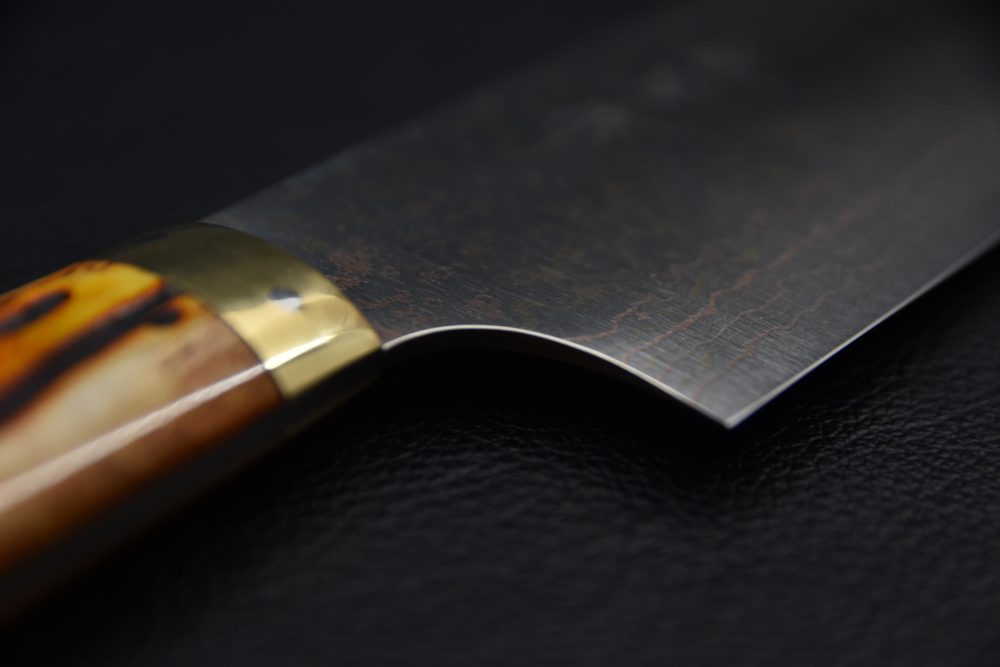 Saji Hamono VG10 Rainbow Damascus Nakiri 180mm Corne De Vache