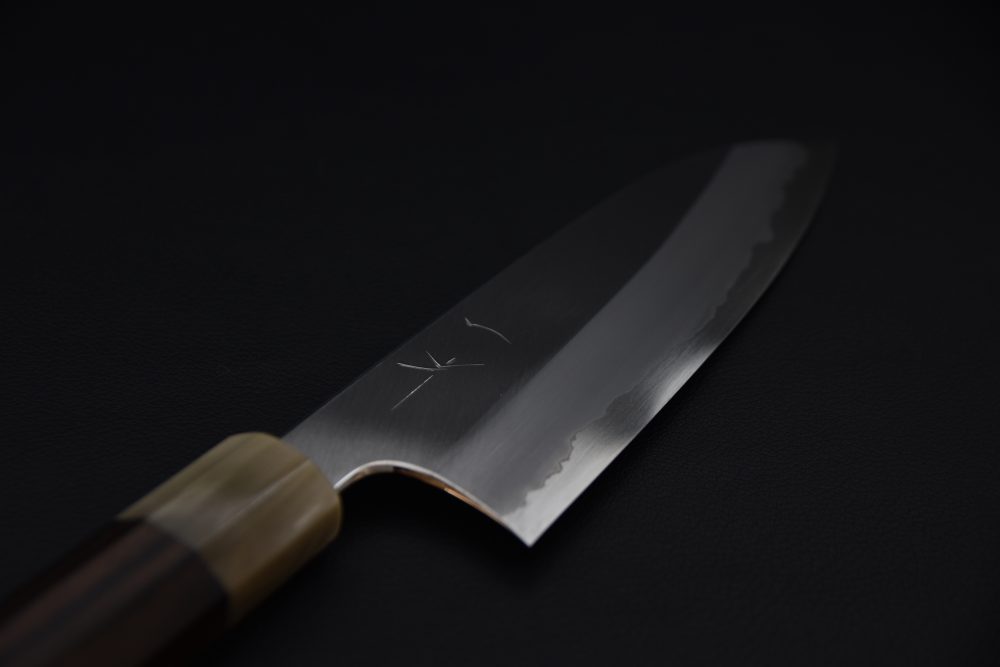 Hitohira Togashi Aogami #1 Migaki Santoku 180mm Taihei Makassar Ébène