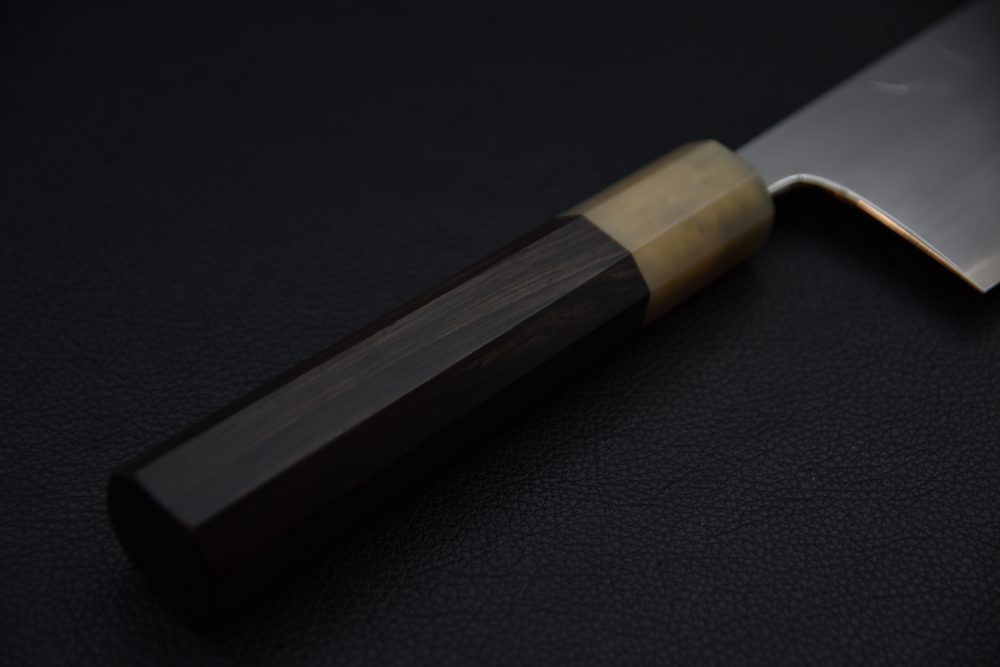 Hitohira Togashi Shirogami #1 Stainless Clad Kasumi Nakiri 180mm Ébène