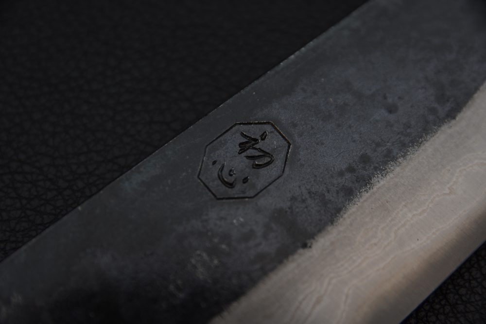 Hatsukokoro Kumokage Aogami #2 Damascus Kurouchi Bunka 180mm Tagayasan