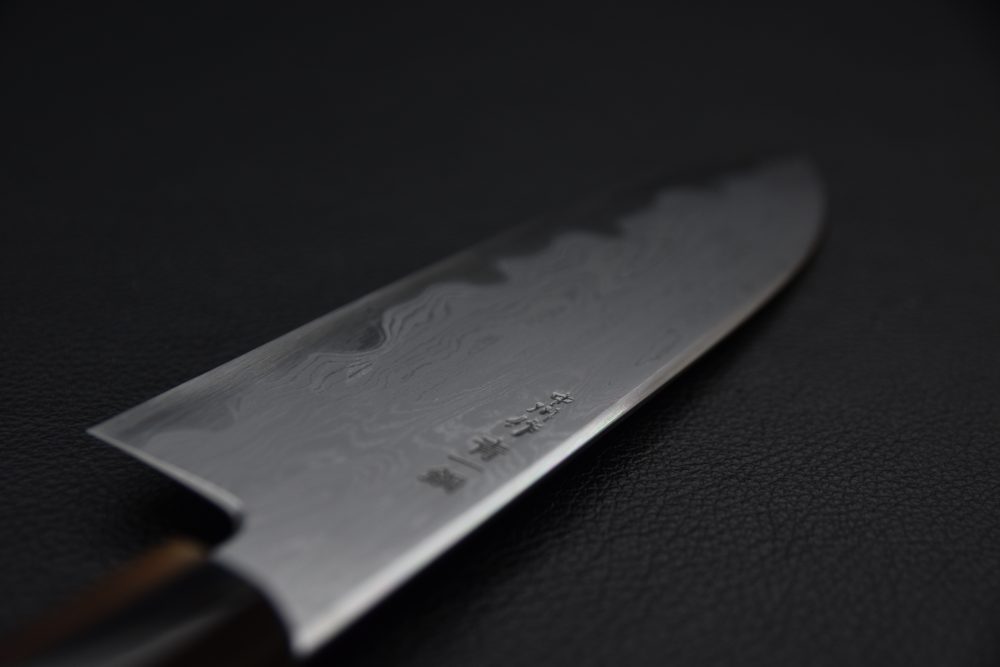 Nakagawa Uchihamono Aogami #1 Suminagashi Santoku 180mm Ébène