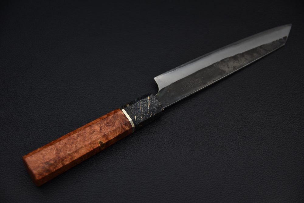 Yoshida Hamono HAP 40 Kiritsuke Petty 135mm Kurouchi Loupe d'érable (Rouge)