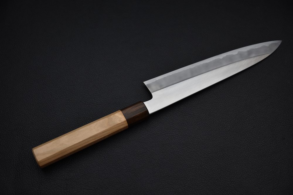 Hitohira Kikuchiyo Kyuzo Shirogami #2 Migaki Gyuto 210mm Cerisier
