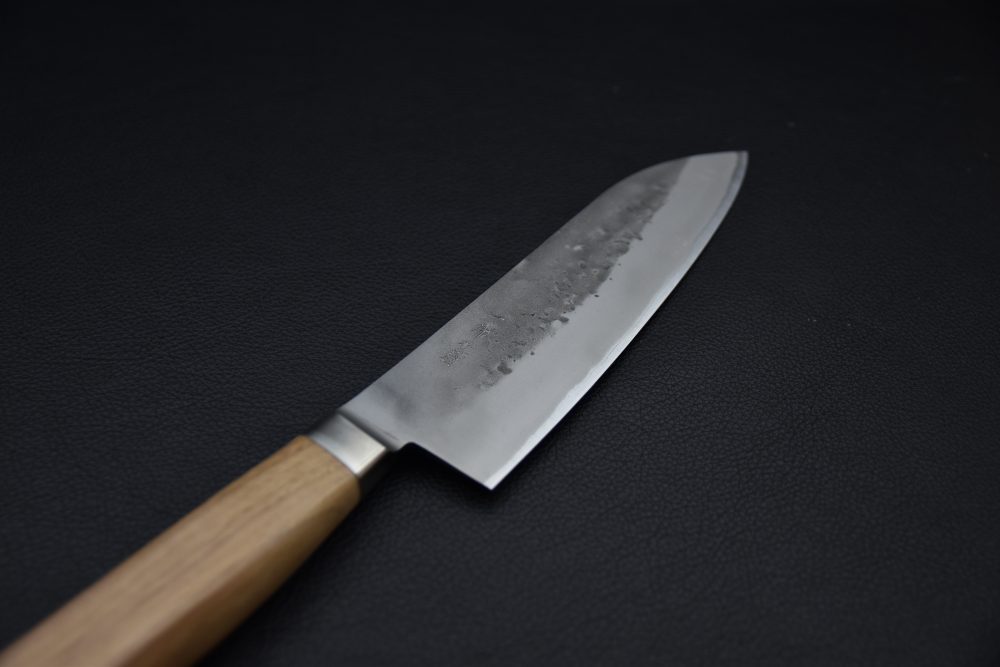 Hitohira TD Aogami #2 Stainless Clad Nashiji Yo Santoku 170mm Noyer