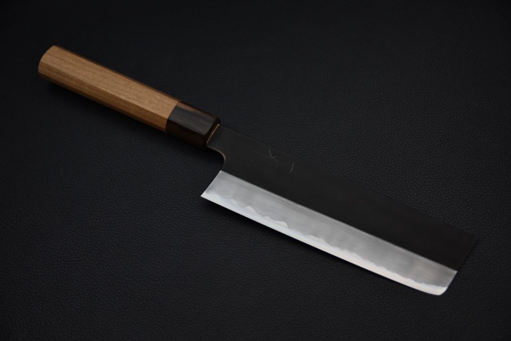 Hitohira Kikuchiyo Kyuzo Shirogami #2 Kurouchi Nakiri 180mm Cerisier