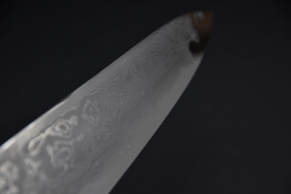 Hitohira Tanaka Kyuzo Aogami #1 Damascus Gyuto 240mm Ébène Fusion