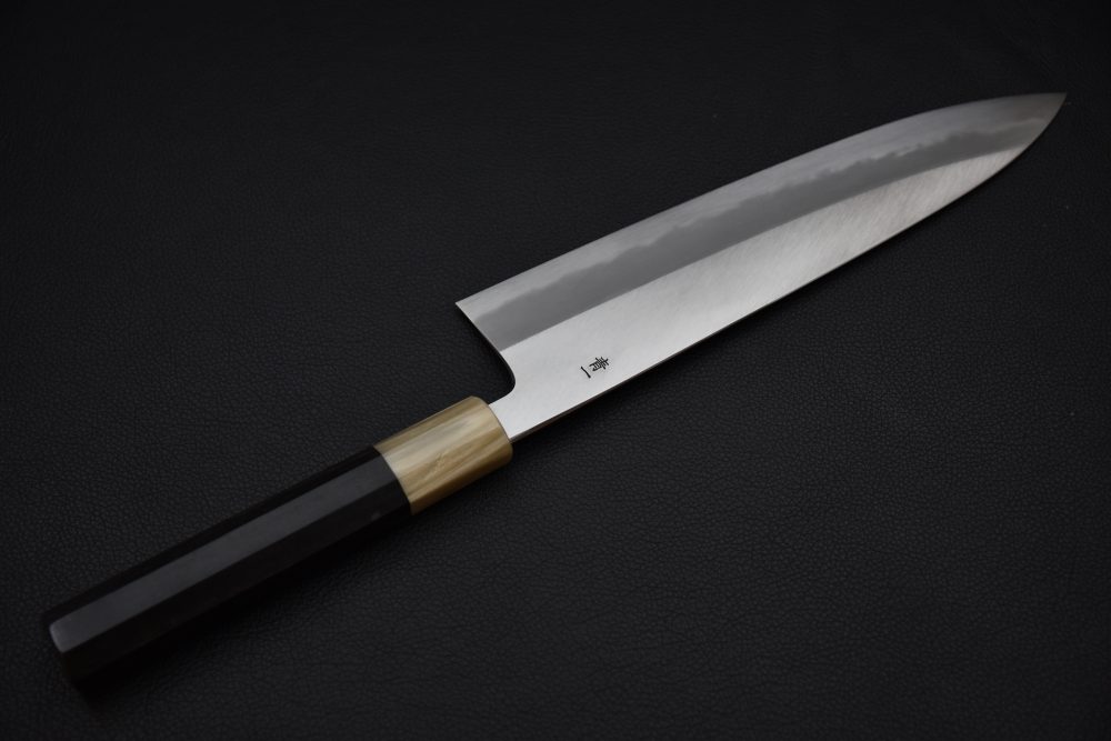 Hitohira Tanaka Kyuzo Aogami #1 Migaki Gyuto 240mm Ébène de Taihei (Extra Height)