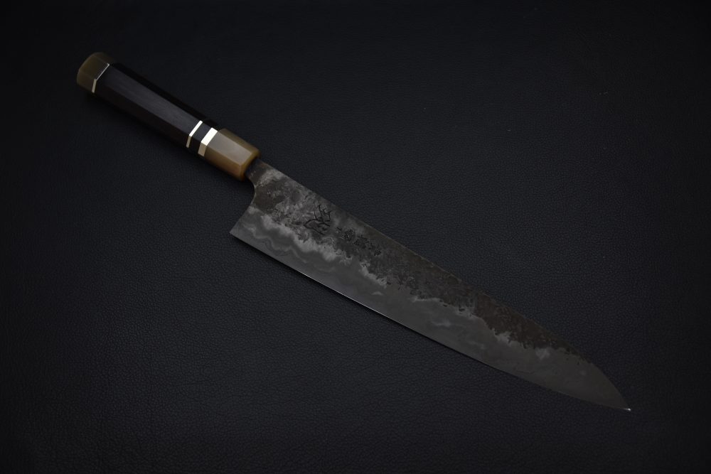 Kisuke Manaka 間中貴輔 Kokuenn Damsacus Aogami #1 Gyuto 275mm Kurouchi Tsuchime Ébène