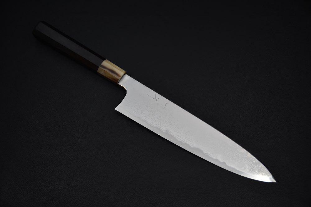 Hitohira Togashi Shirogami #1 Damascus Gyuto 240mm Ébène
