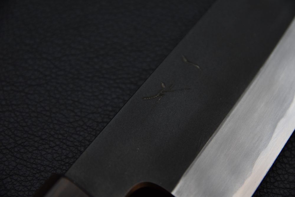 Hitohira Kikuchiyo Kyuzo Shirogami #2 Kurouchi Santoku 180mm Cerisier