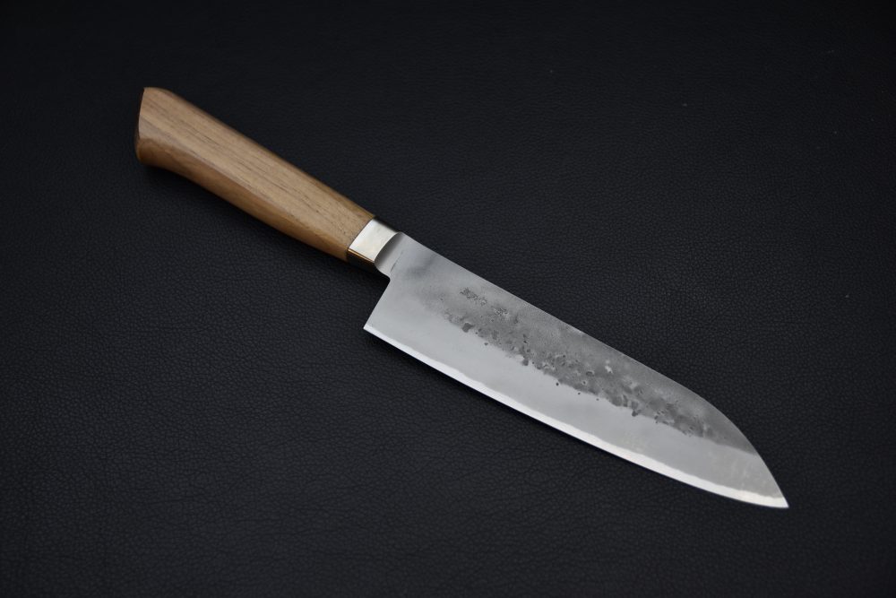 Hitohira TD Aogami #2 Stainless Clad Nashiji Yo Santoku 170mm Noyer