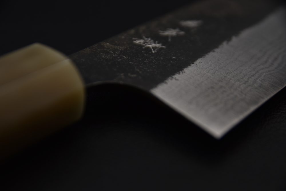 Yoshimi Kato Aogami Super Kurouchi Damascus Santoku 180mm Ébène