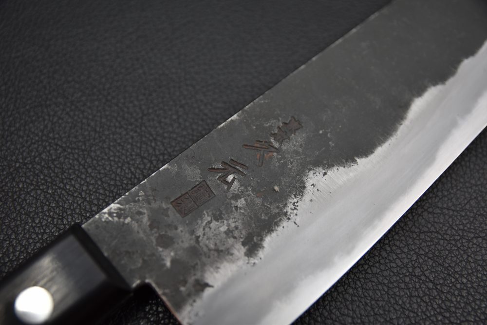 Morihei Hisamoto Kurouchi Shirogami #1 Gyuto 240mm Pakka Handle (No Bolster/ Fine Finish)