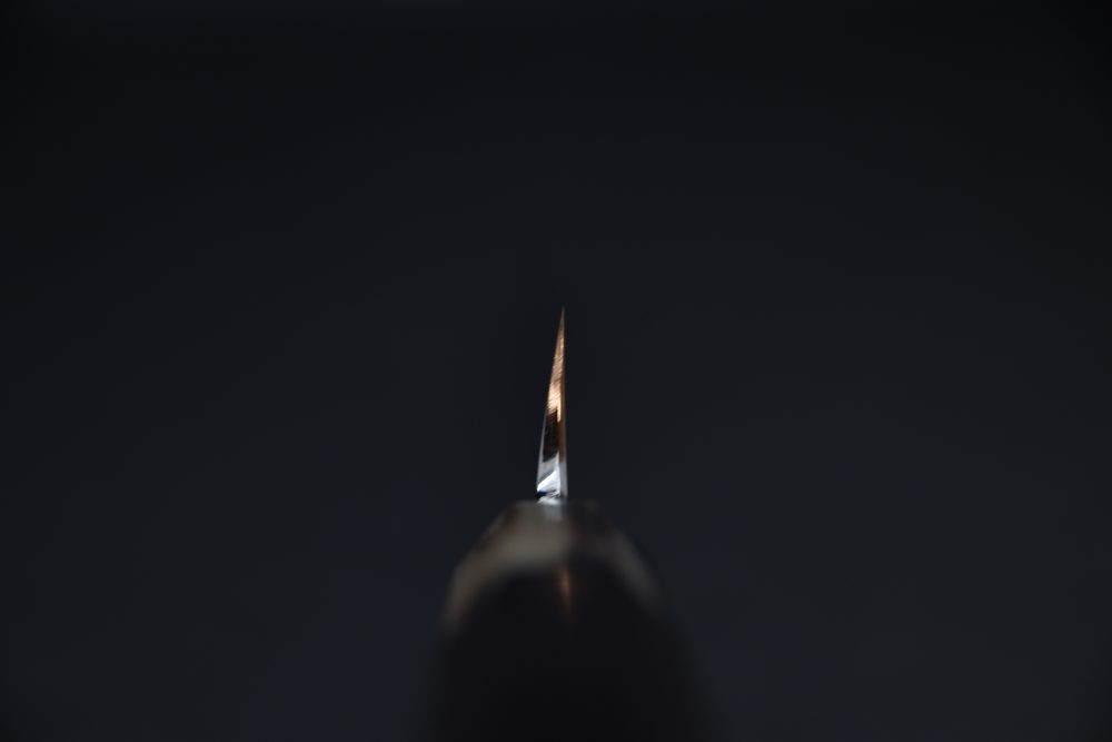 Hitohira Togashi Shirogami #1 Damascus Yanagiba 300mm Ebony