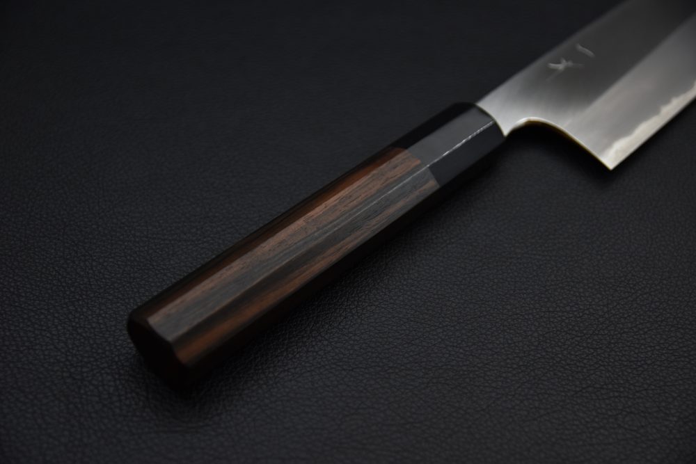 Hitohira Togashi Shirogami #1 Stainless Clad Kiritsuke Gyuto 240mm Makassar ebony