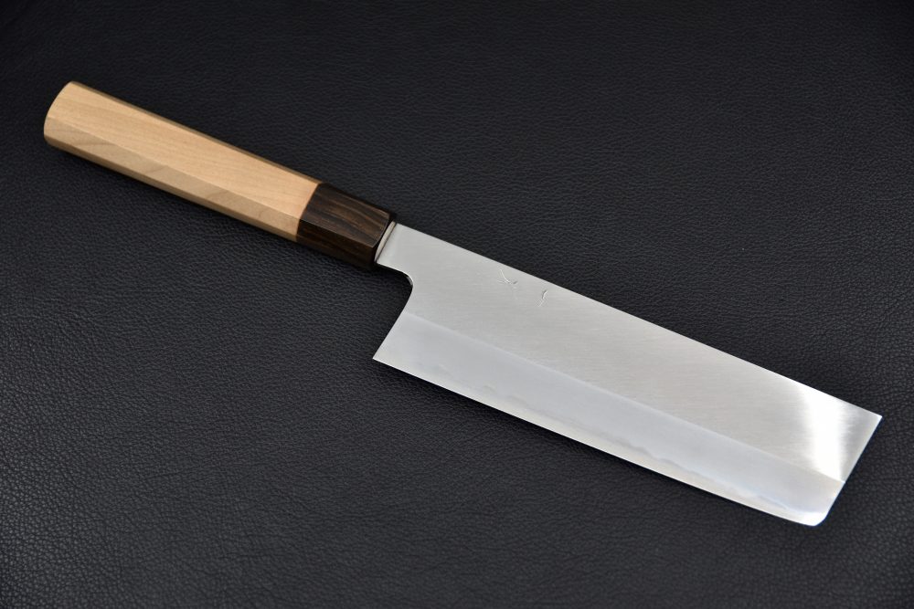 Hitohira Kikuchiyo Kyuzo Shirogami #2 Migaki Nakiri 180mm Cerisier