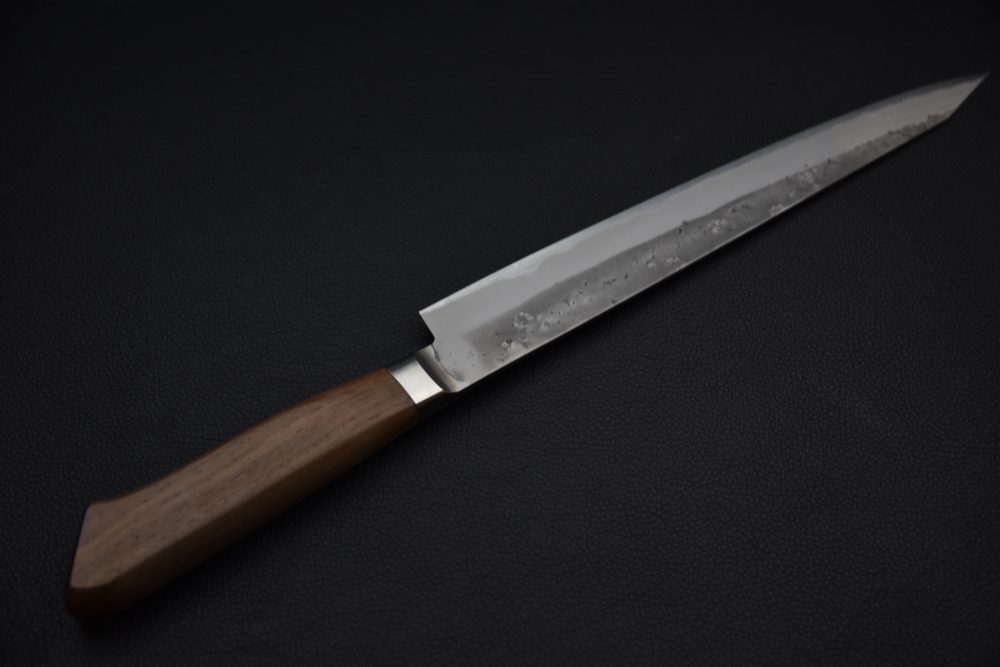 Hitohira TD Aogami #2 Stainless Clad Nashiji Yo Sujihiki 240mm Noyer