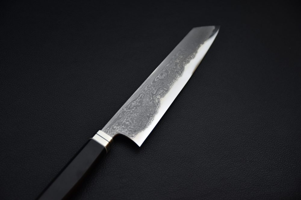 Hitohira Tanaka Kyuzo Aogami #1 Damascus Kiritsuke Gyuto 240mm Ébène Fusion