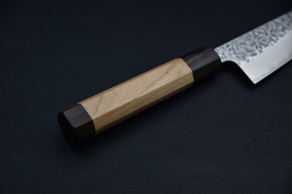 Hitohira Futana Stainless Tsuchime Damascus Gyuto 180mm Cerisier