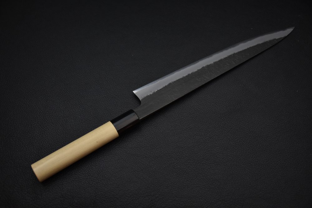 Mutsumi Hinoura Kurouchi Shirogami #2 Sujihiki 240mm Ho