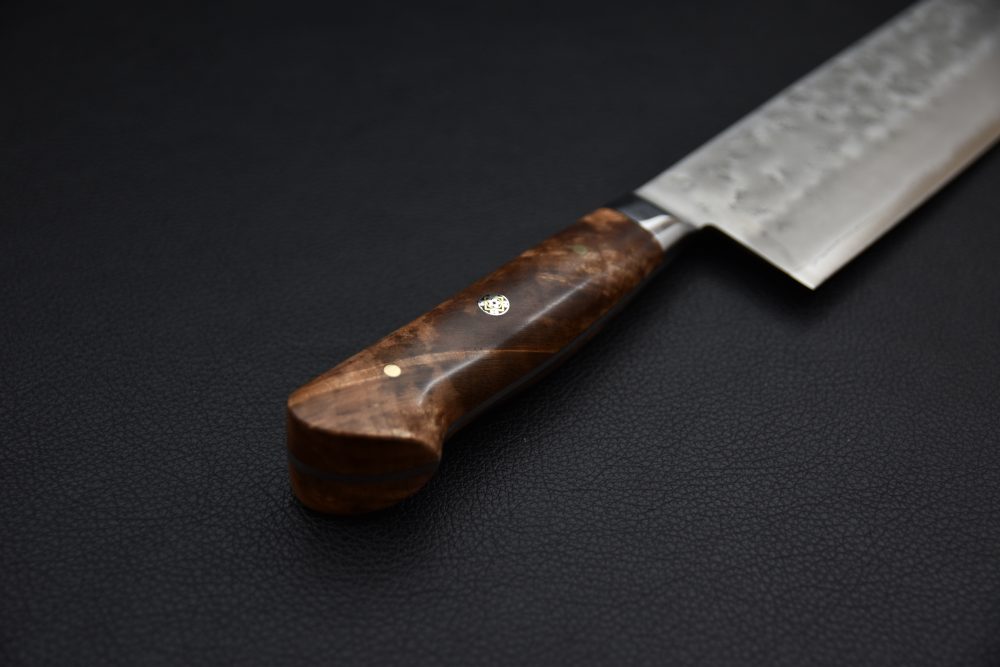 Quebec X Japan Ginsan Nashiji Nakiri 165mm Maple Burl
