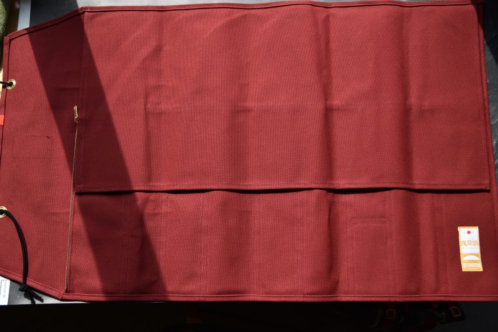 HI-CONDITION Hanpu Canvas 9 Pockets Knife Roll Rouge Brique