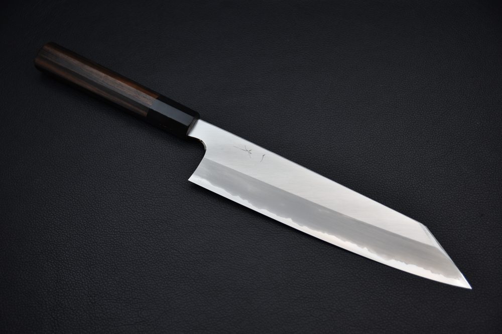 Hitohira Togashi Shirogami #1 Stainless Clad Kiritsuke Gyuto 240mm Makassar ebony