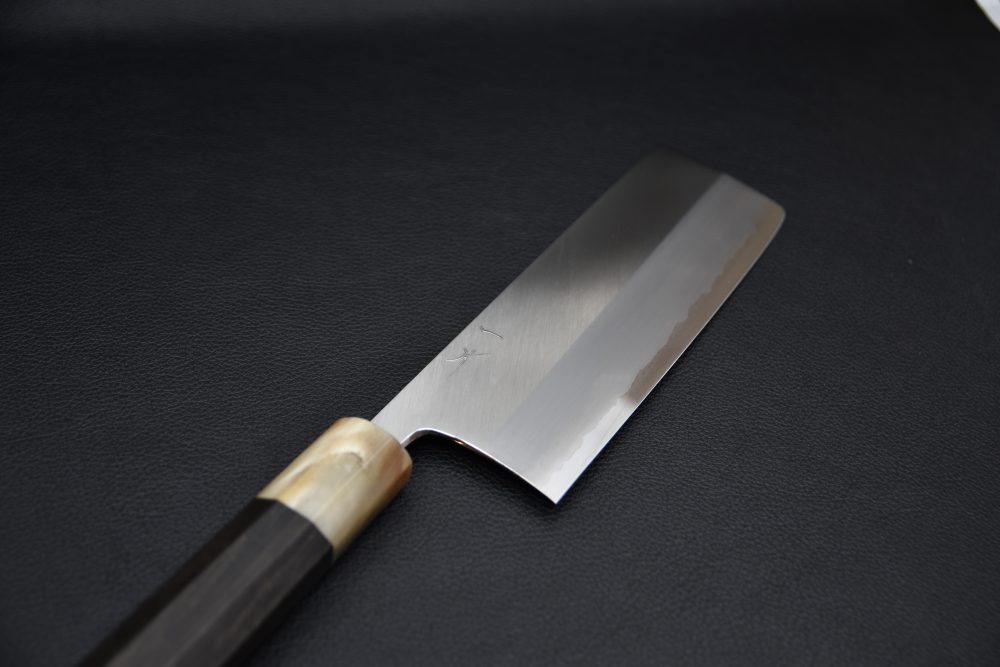 Hitohira Togashi Shirogami #1 Stainless Clad Nakiri 180mm Ebony