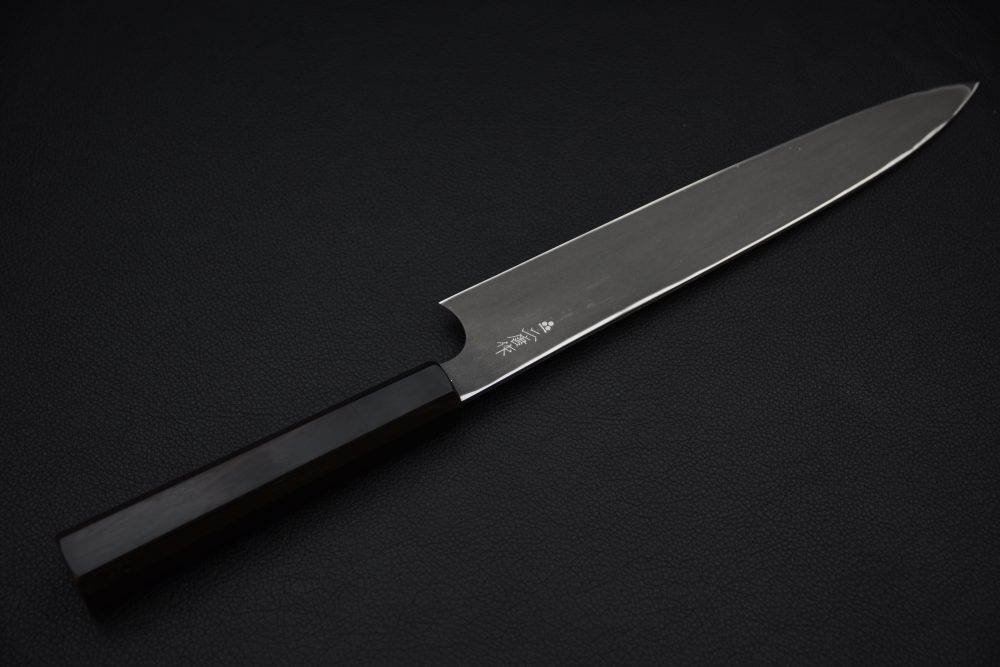 Nigara Hamono Anmon Ginsan Yanagiba 240mm Kurozome Ebony