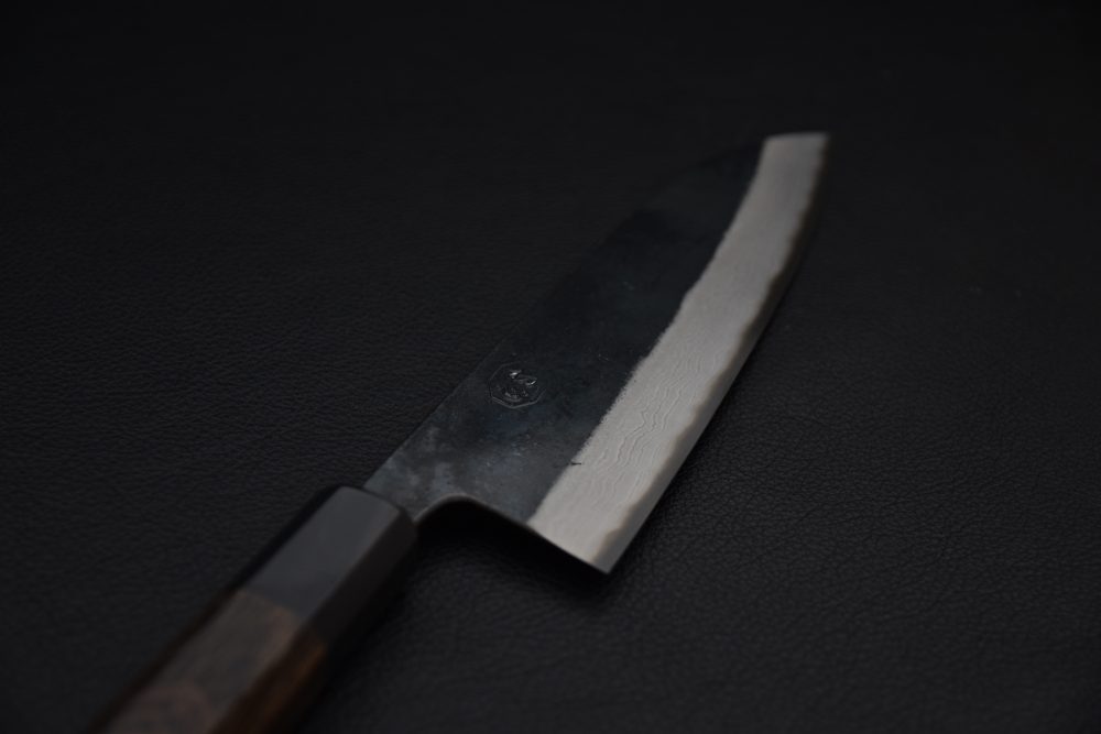 Hatsukokoro Kumokage Aogami #2 Damascus Kurouchi Santoku 180mm Tagayasan